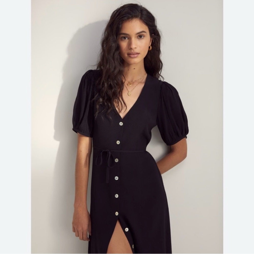 Aritzia Wilfred Libretto Black Midi Dress Size Medium - Picture 10 of 13